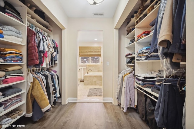 spacious closet featuring wood-type flooring