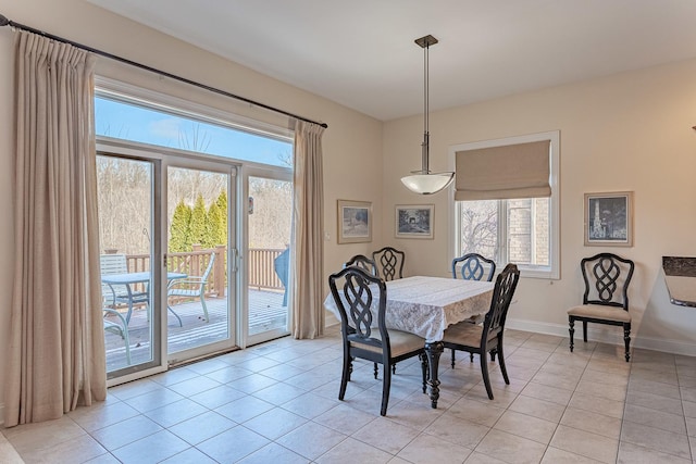 dining room featuring a healthy amount of sunlight and light tile patterned floors