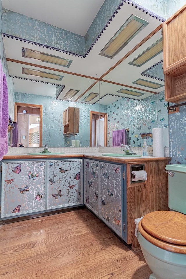 interior space featuring sink and light hardwood / wood-style flooring