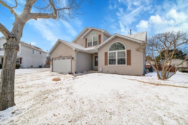 view of front property with a garage