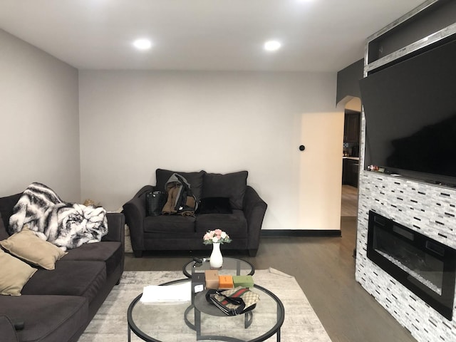 living room with hardwood / wood-style floors