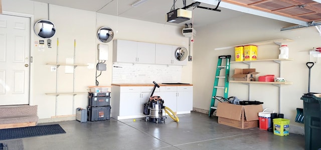 garage with a garage door opener