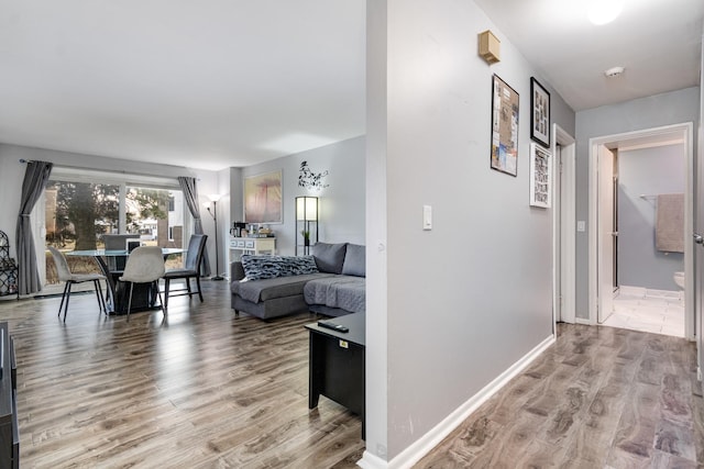 living room with wood-type flooring