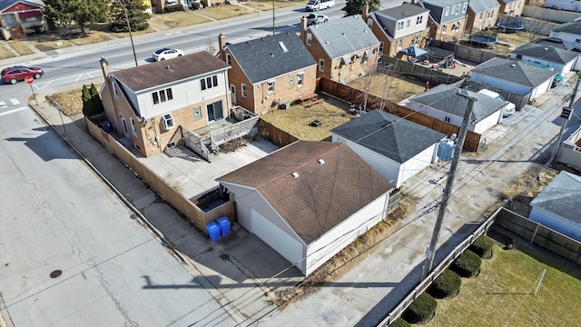 aerial view with a residential view