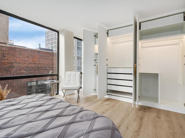 bedroom featuring a closet and light hardwood / wood-style flooring