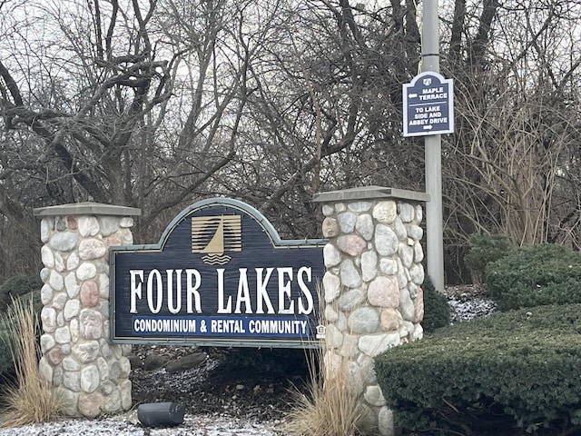 view of community sign