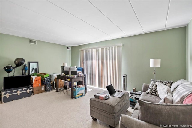 living room with carpet flooring