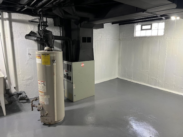 basement with water heater