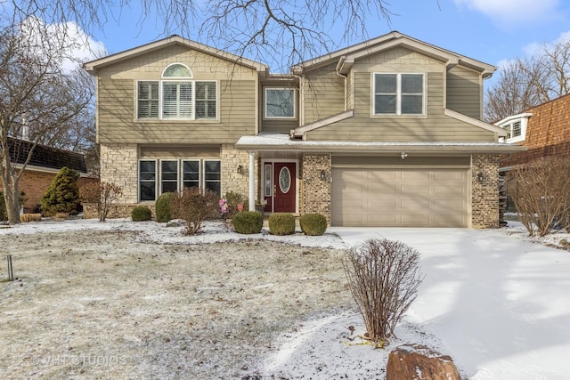 front of property with a garage