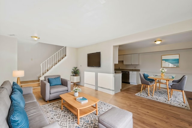 living room with light wood-type flooring