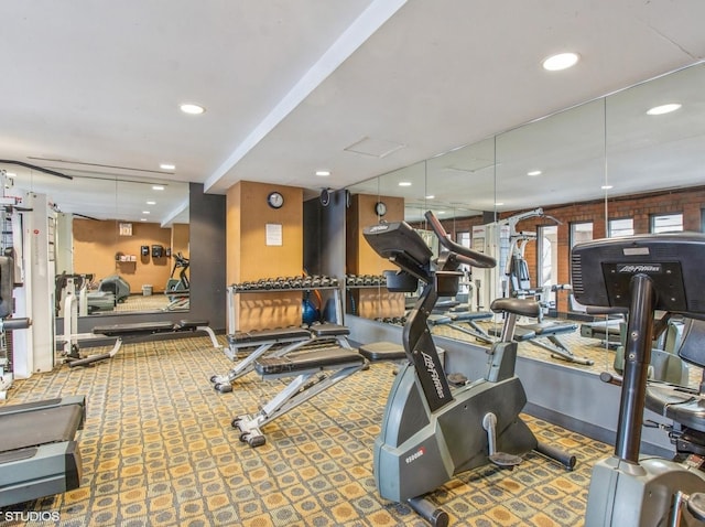 gym featuring carpet floors