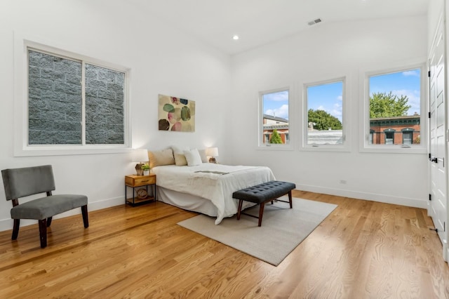 bedroom with light hardwood / wood-style flooring