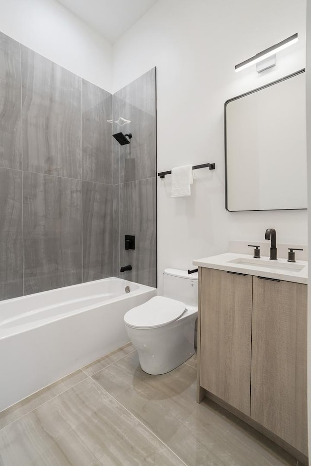 full bathroom featuring vanity, toilet, and bathing tub / shower combination