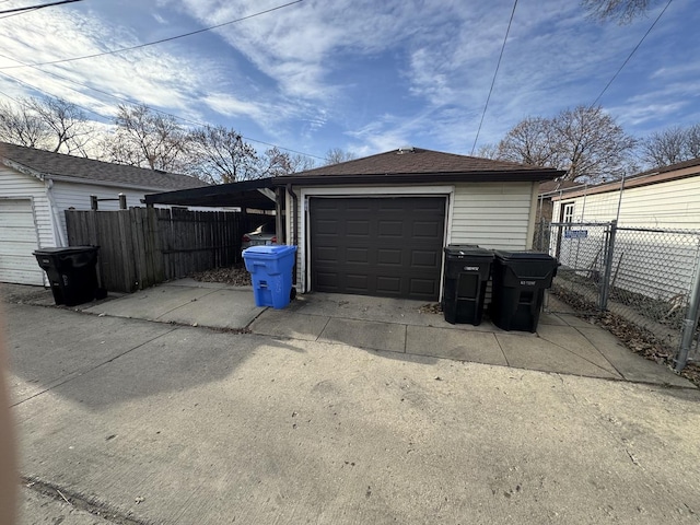 garage with a carport