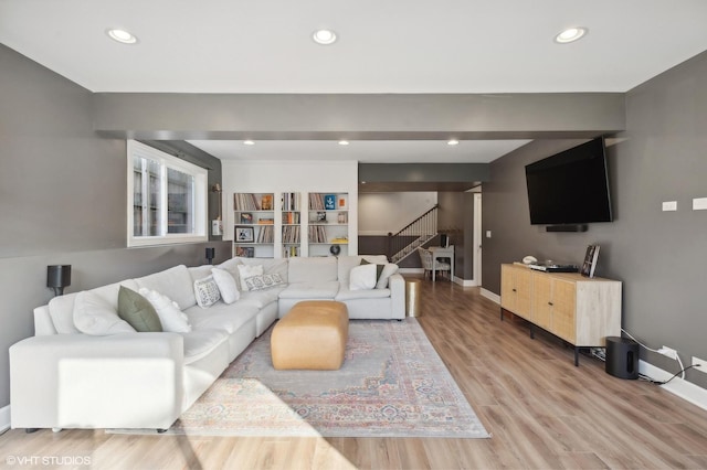 living room featuring light hardwood / wood-style flooring