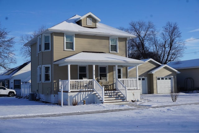 view of front of house featuring central AC unit and covered porch