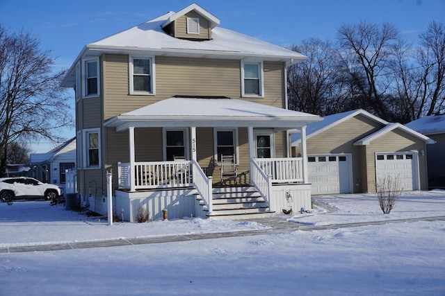 view of front of home featuring a garage and covered porch