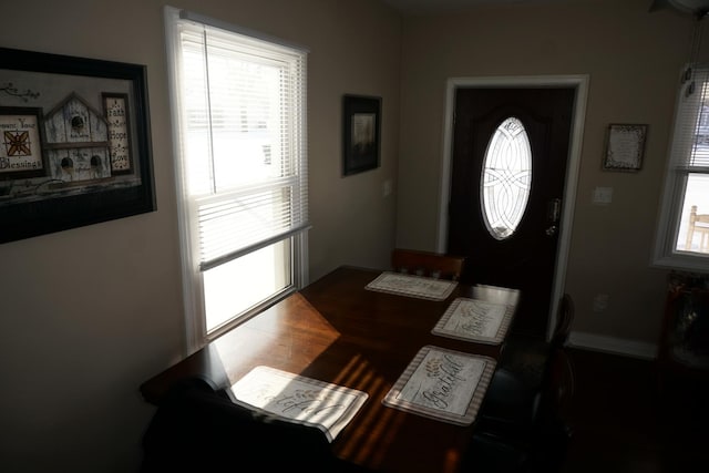 entryway with wood-type flooring