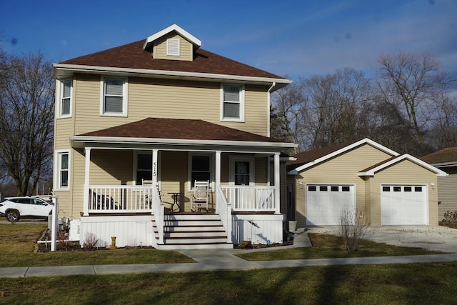 view of front of house featuring a garage and covered porch