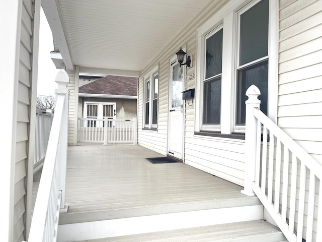 deck featuring a porch