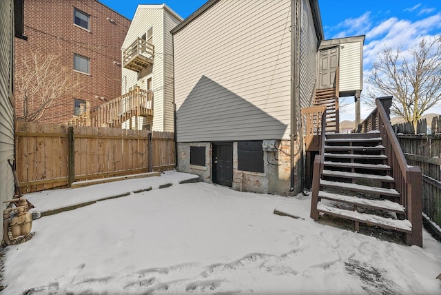 view of snow covered exterior