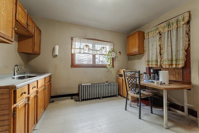 kitchen with radiator heating unit and sink