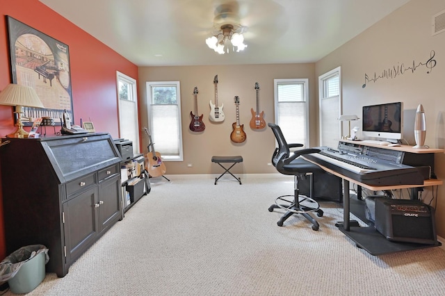 3430 Sandstone Ct, Lake In The Hills, IL 60156 - office space with carpet, ceiling fan, and baseboards
