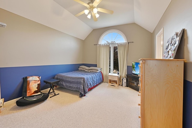 3430 Sandstone Ct, Lake In The Hills, IL 60156 - bedroom featuring carpet floors, lofted ceiling, and ceiling fan