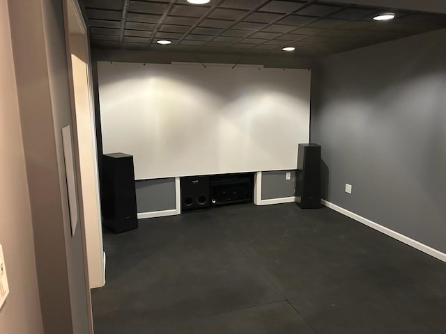 3430 Sandstone Ct, Lake In The Hills, IL 60156 - home theater featuring baseboards, recessed lighting, and concrete flooring