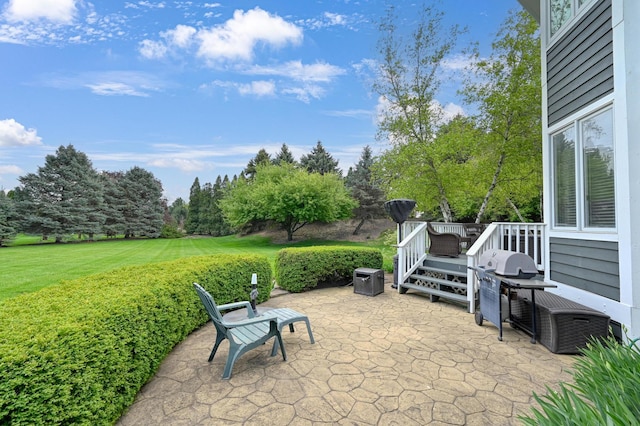 3430 Sandstone Ct, Lake In The Hills, IL 60156 - view of patio featuring view of wooded area