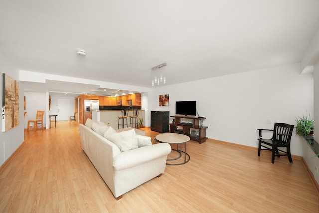 living room featuring light hardwood / wood-style floors