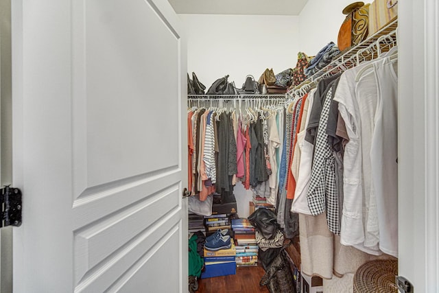 spacious closet featuring hardwood / wood-style flooring