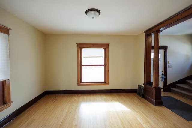 empty room with light wood-type flooring