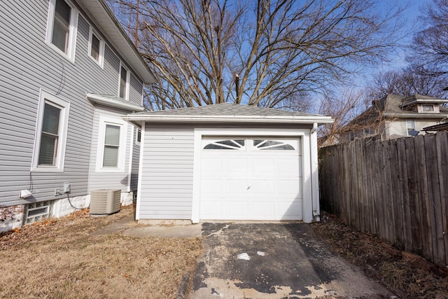 garage featuring central AC unit