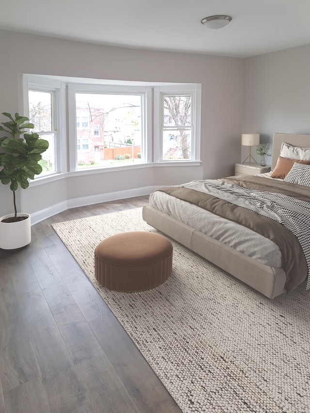 bedroom featuring dark hardwood / wood-style floors