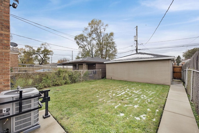 view of yard featuring central AC