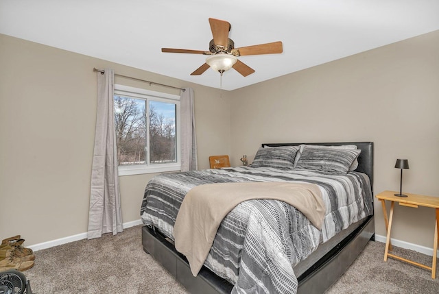 bedroom featuring carpet and ceiling fan