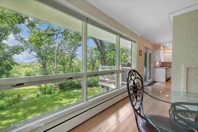 sunroom / solarium featuring a healthy amount of sunlight and baseboard heating