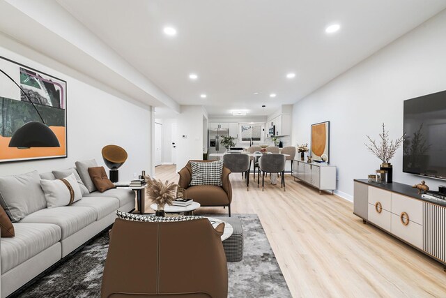 living room with light wood-type flooring