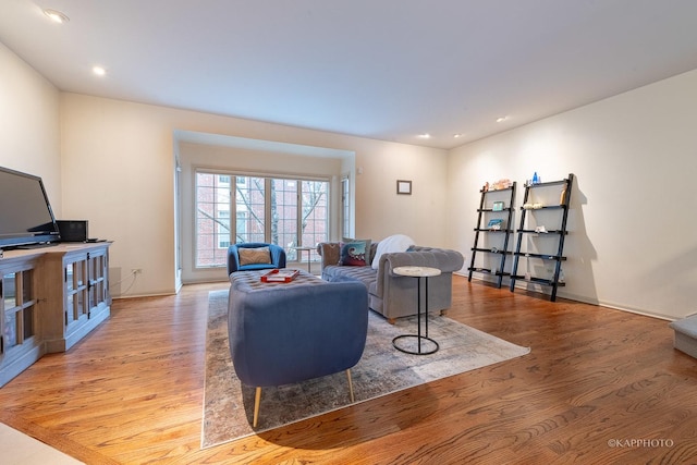 living room featuring light wood-type flooring