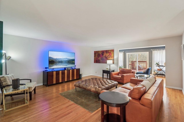 living room with hardwood / wood-style floors