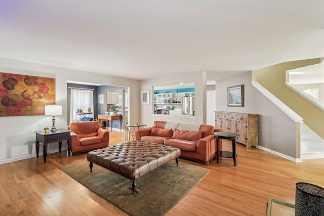 living room with hardwood / wood-style flooring