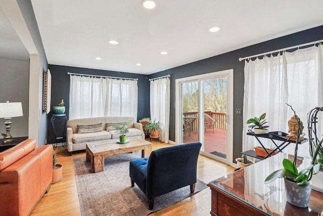 living room with light wood-type flooring