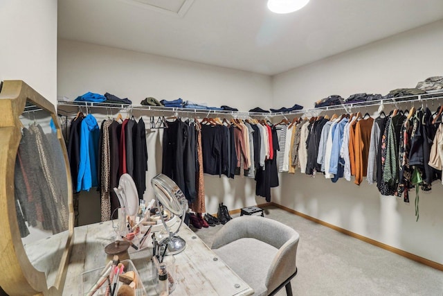 spacious closet with carpet