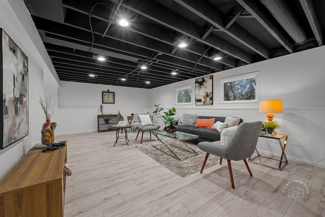 living room with wood-type flooring