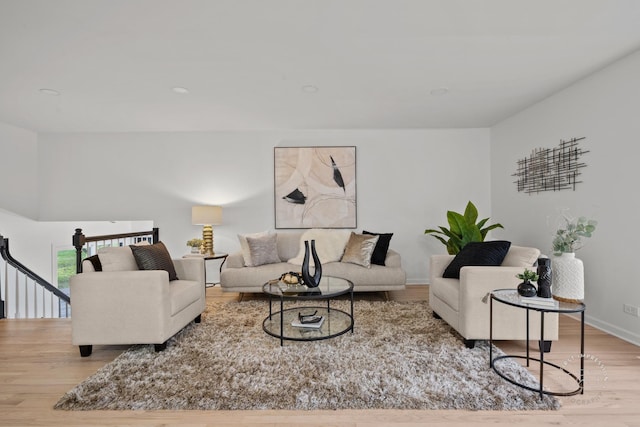 living room featuring light hardwood / wood-style flooring