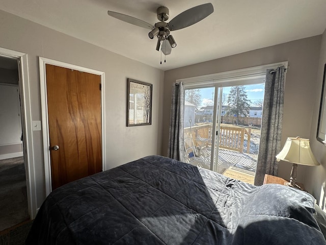 bedroom featuring ceiling fan