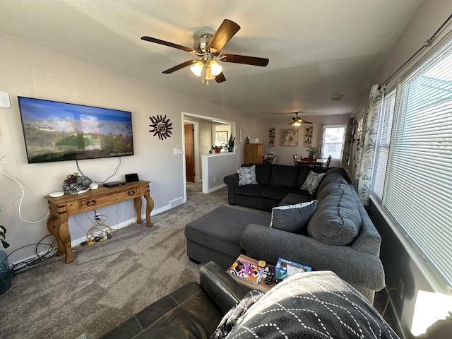 living room featuring carpet floors