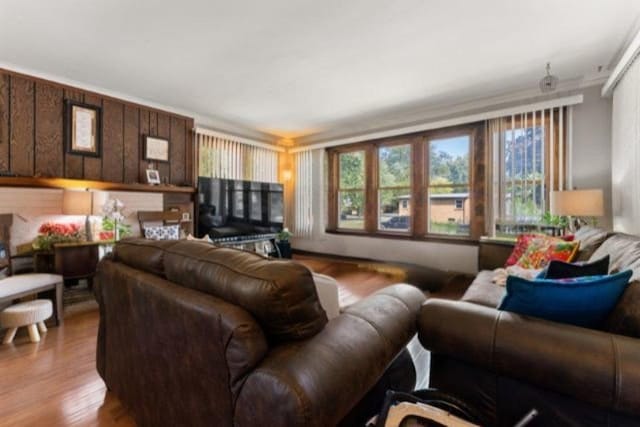 living room with light wood-type flooring