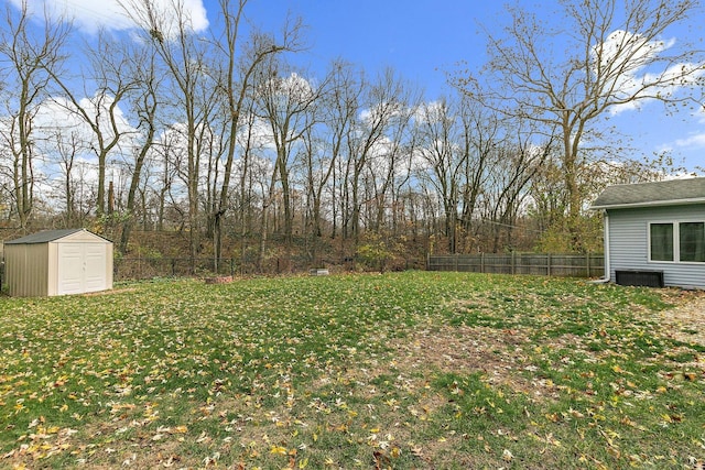 view of yard with a storage unit